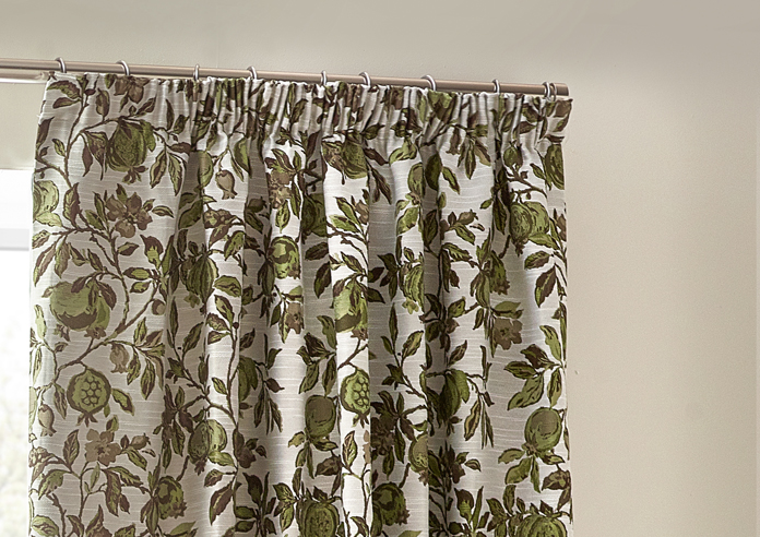 Pomegranate Pencil Pleat, Green - Ready Made Curtains - Image 9